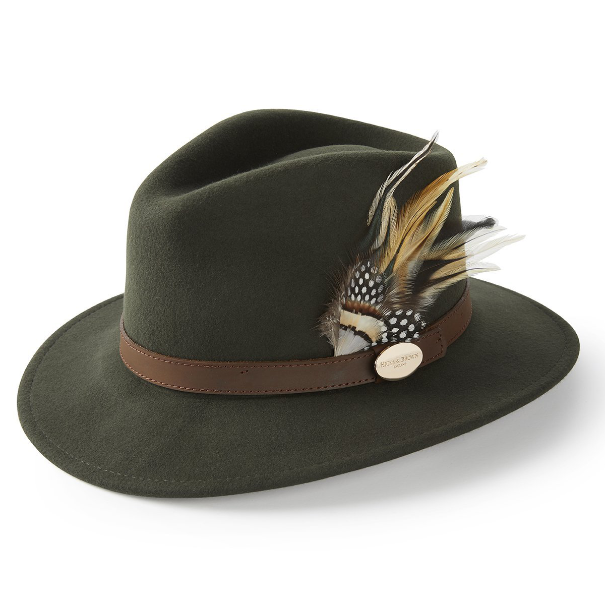 Hicks & Brown The Suffolk Fedora (Fawn Feather) - Olive Green