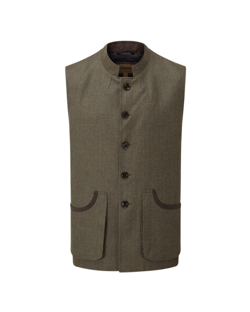 Schoffel Holcot Tweed Waistcoat - Loden Green Herringbone Tweed