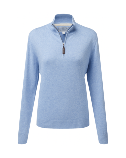 Schoffel Ladies Polperro Pima 1/4 Zip - Sky Blue
