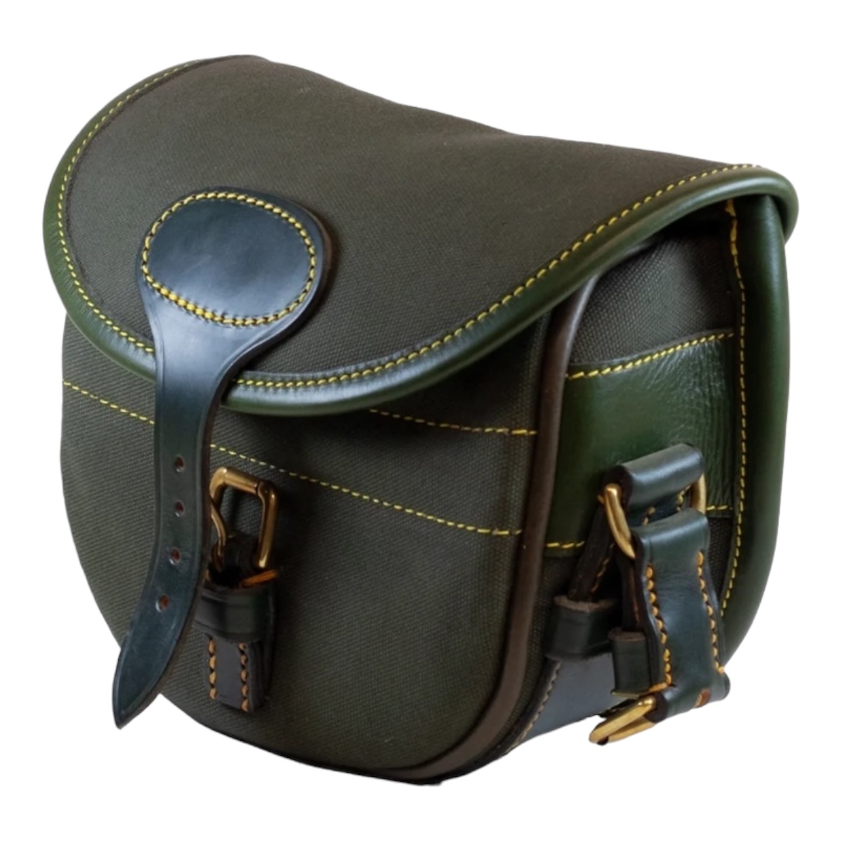 Canvas & Leather Cartridge Bag (100) - Green/Green Trim - Image 3