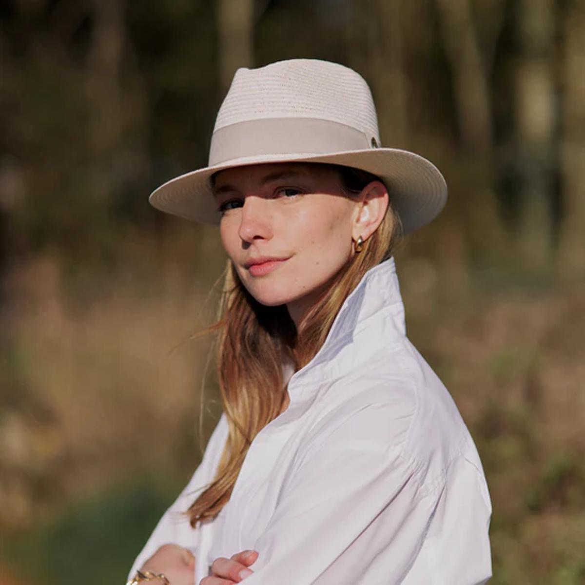 Hicks & Brown The Orford Fedora - Cream/ Pebble - Image 2