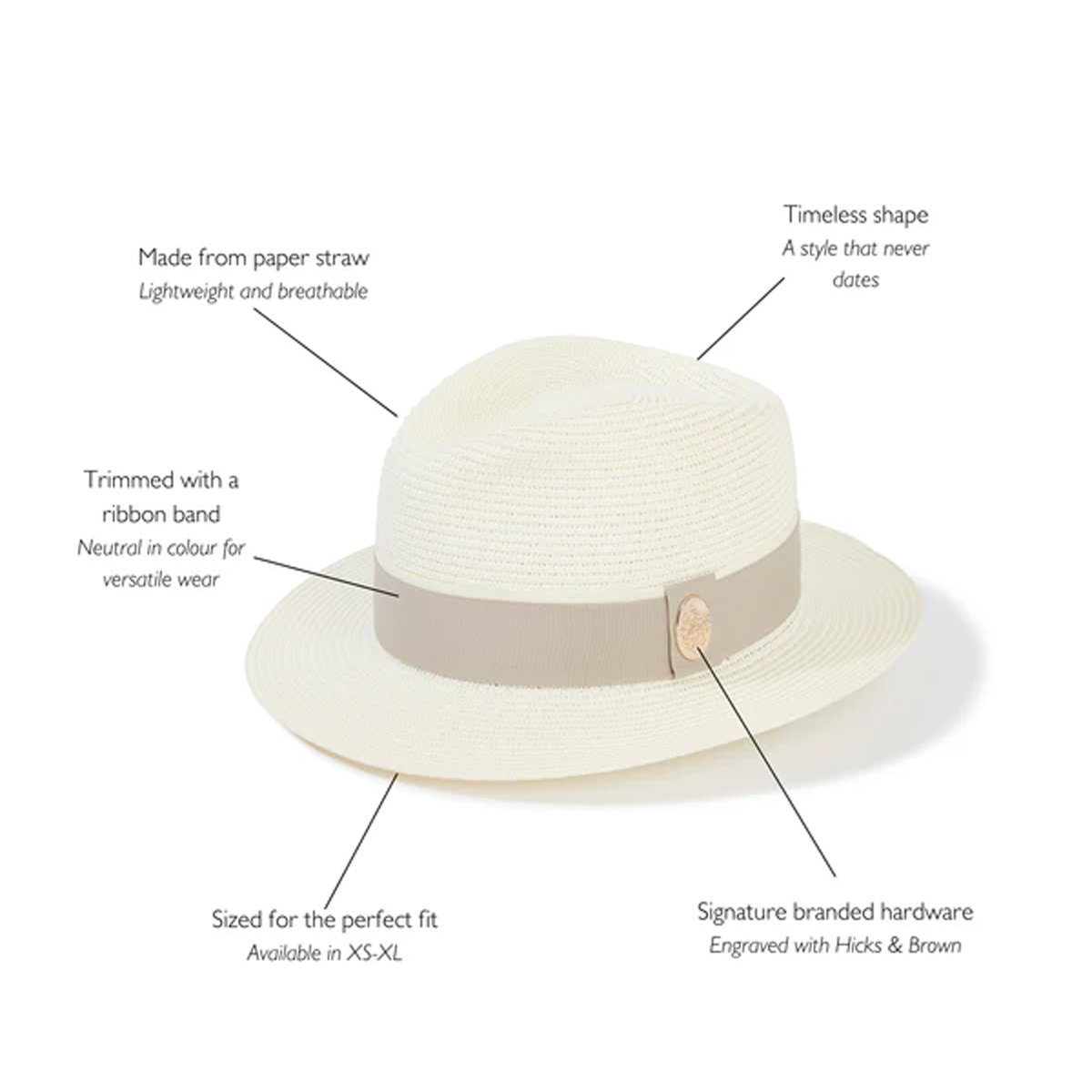 Hicks & Brown The Orford Fedora - Cream/ Pebble - Image 3