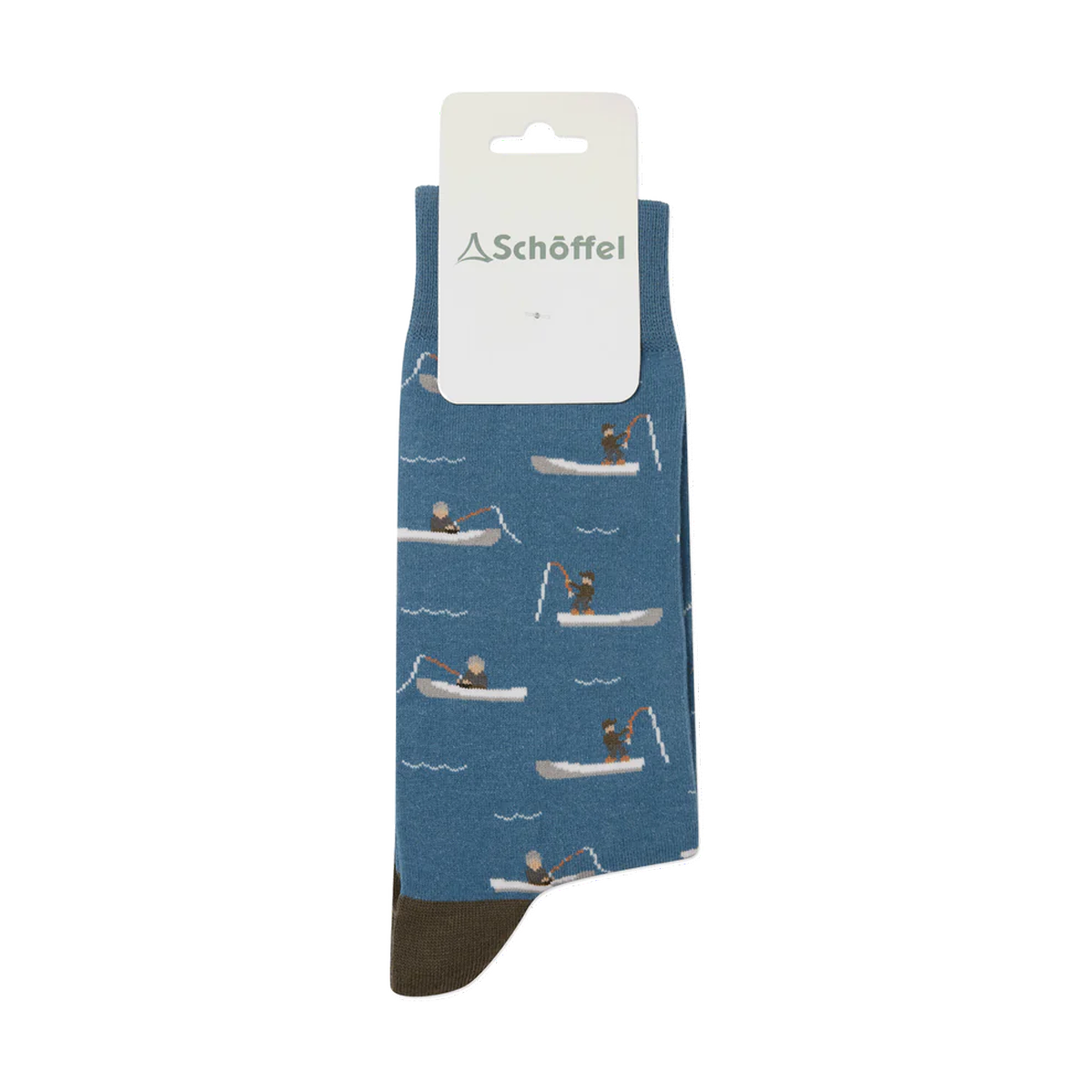 Schoffel Men's Single Cotton Sock - Blue Fishing Boat