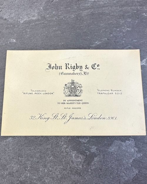 John Rigby & Co card case label