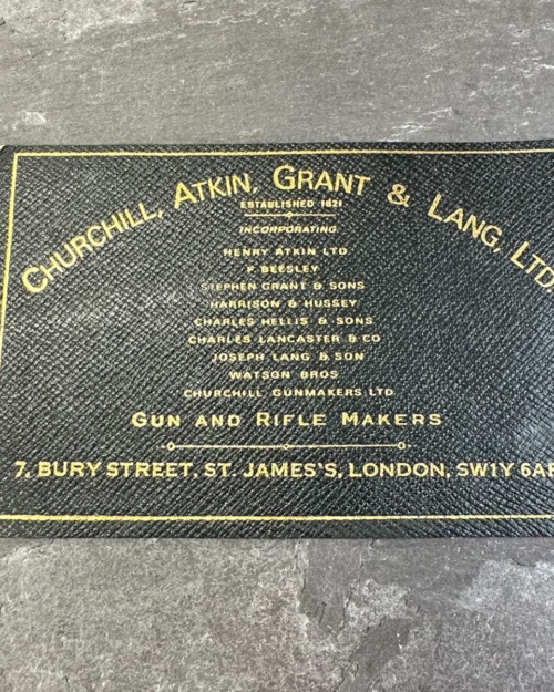Churchill, Atkin, Grant & Lang Leather Case Label