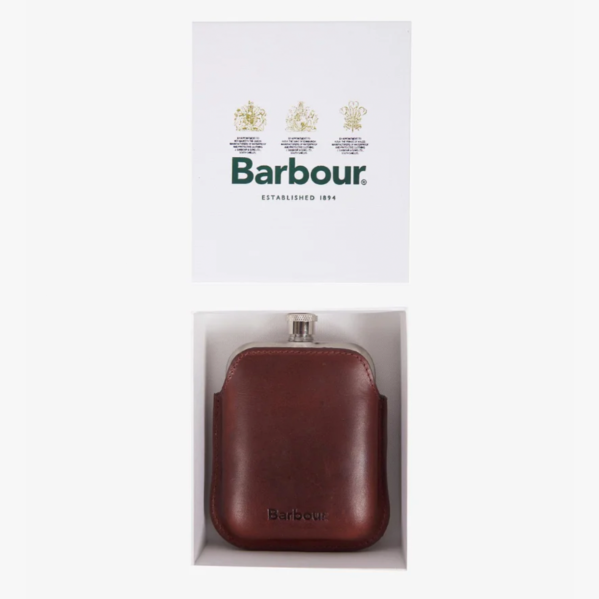 Barbour Wax Leather Hip Flask - Dark Brown