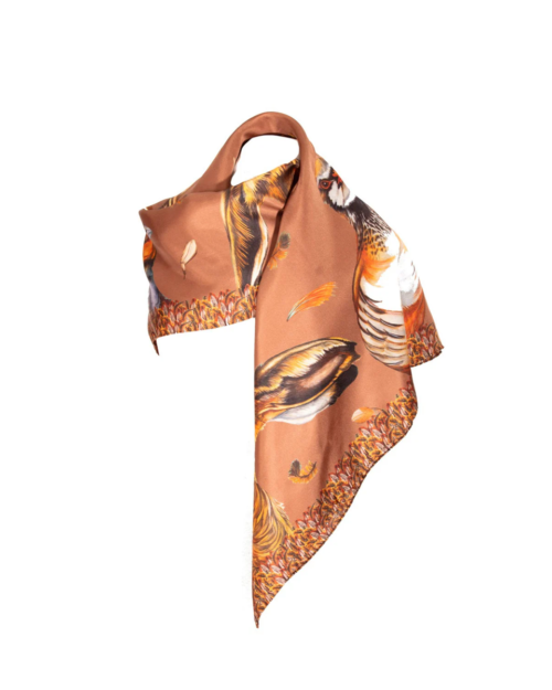 Clare Haggas A Head Of The Game Large Square Silk Scarf - Mocha