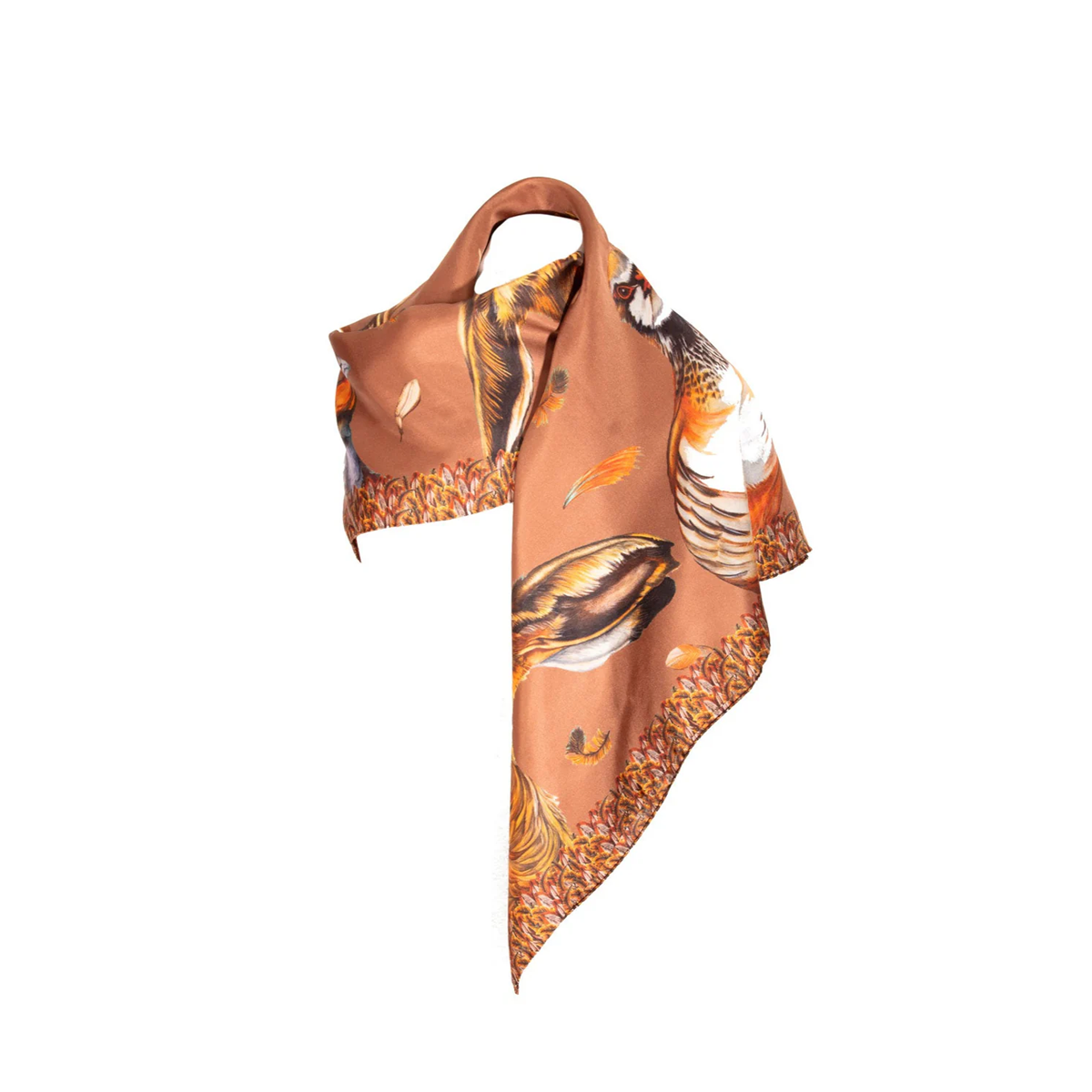 Clare Haggas A Head Of The Game Large Square Silk Scarf - Mocha