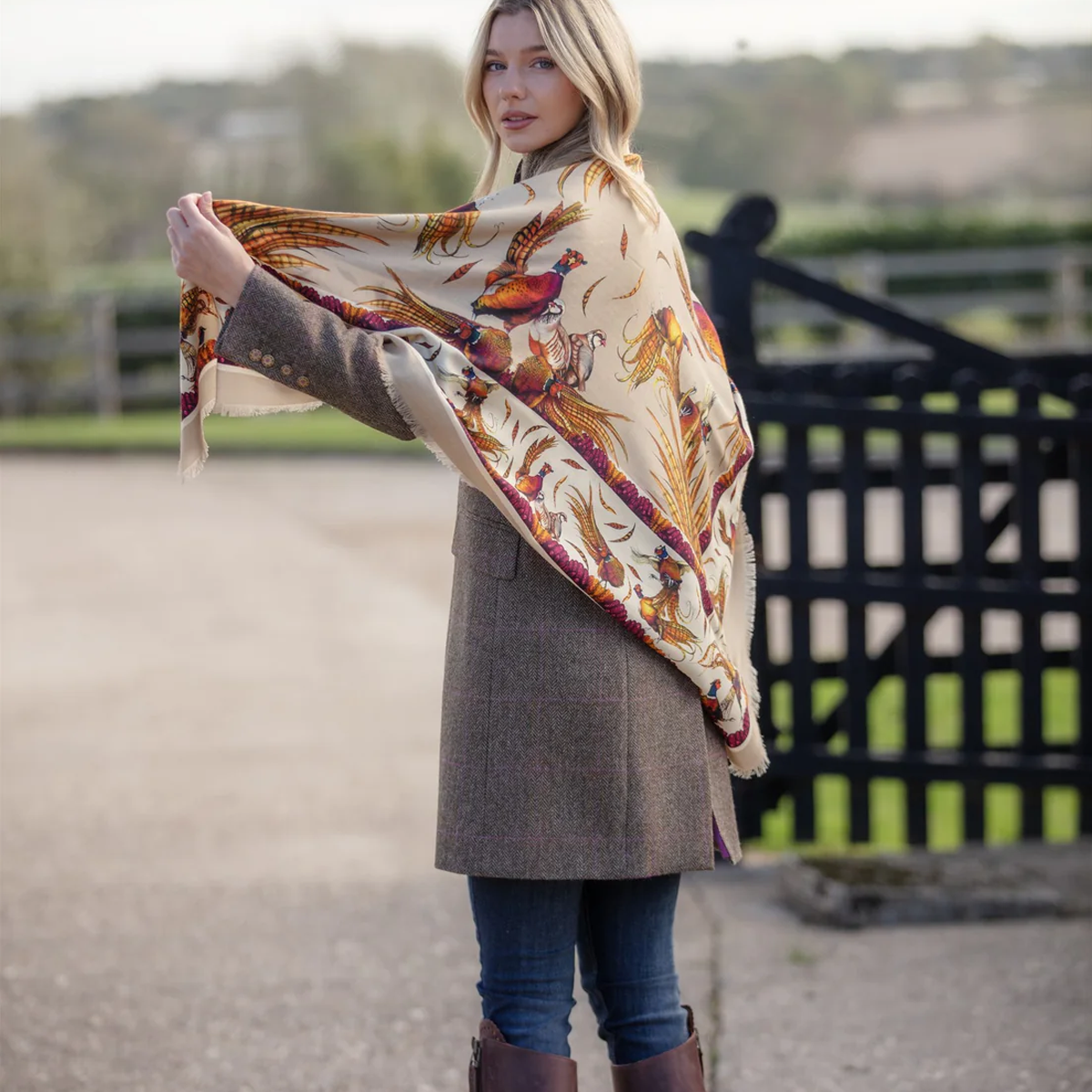 Clare Haggas George & Friends Wool/ Silk Shawl - Toffee - Image 2