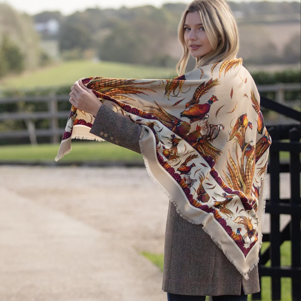 Clare Haggas George & Friends Wool/ Silk Shawl - Toffee - Image 3