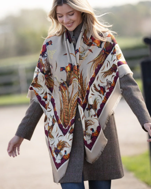 Clare Haggas George & Friends Wool/ Silk Shawl - Toffee