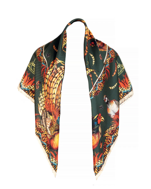 Clare Haggas Heads or Tails Large Square Silk Scarf - Khaki