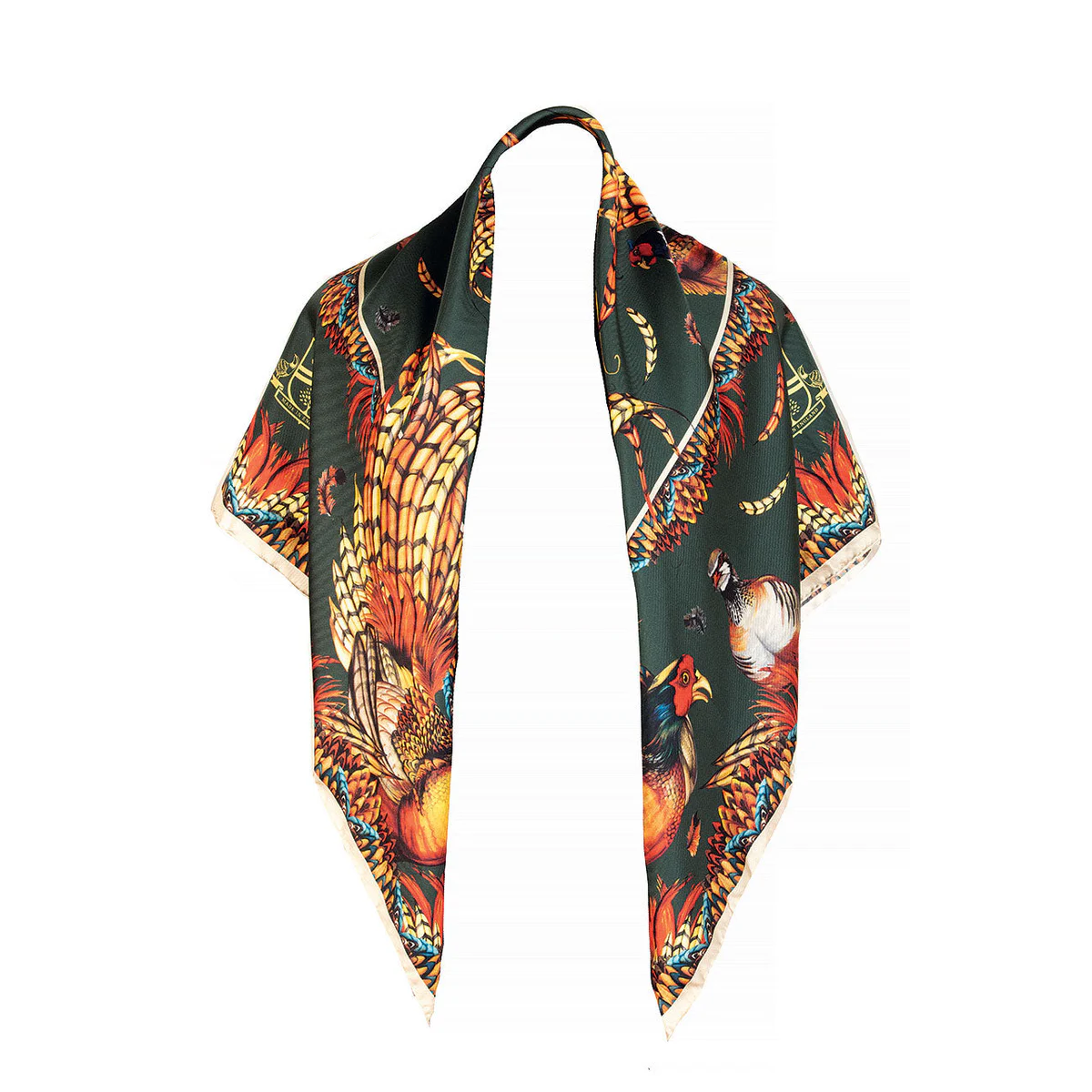 Clare Haggas Heads or Tails Large Square Silk Scarf - Khaki
