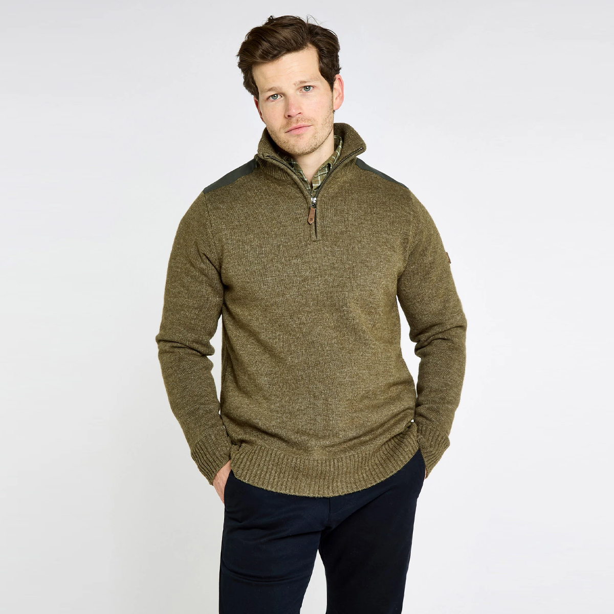 Dubarry Doherty Men’s Zip Neck Sweater - Dusky Green - Image 2