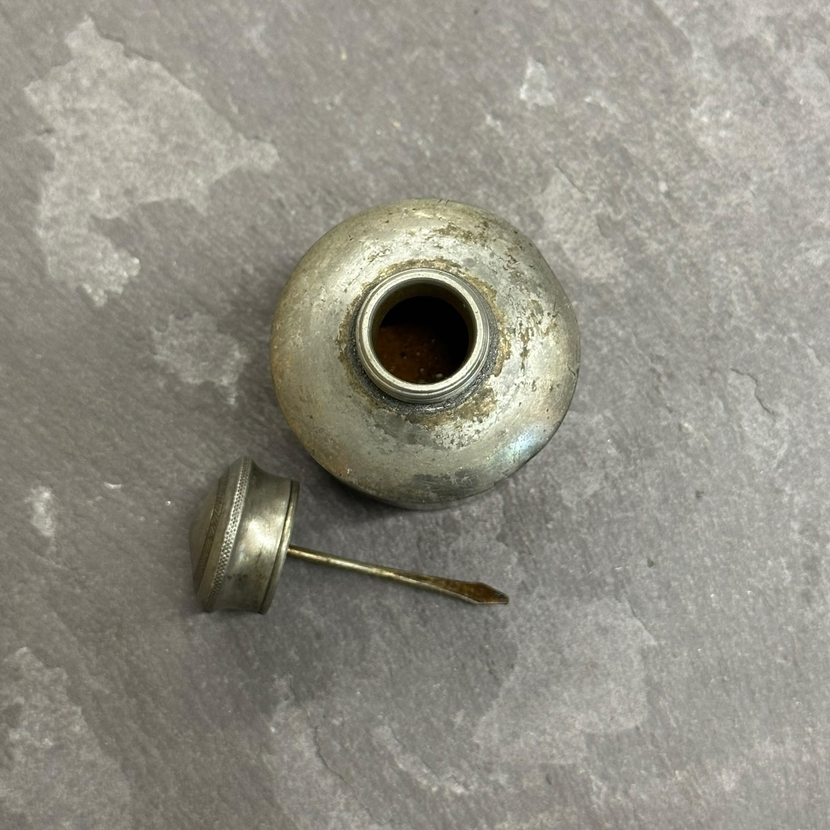 Round Pewter Oil Bottle - Image 2