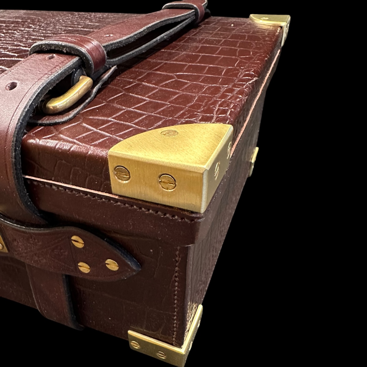 James Purdey Best Oak & Leather Cartridge Magazine (250) - Dark Brown (faux crocodile print) - Image 4