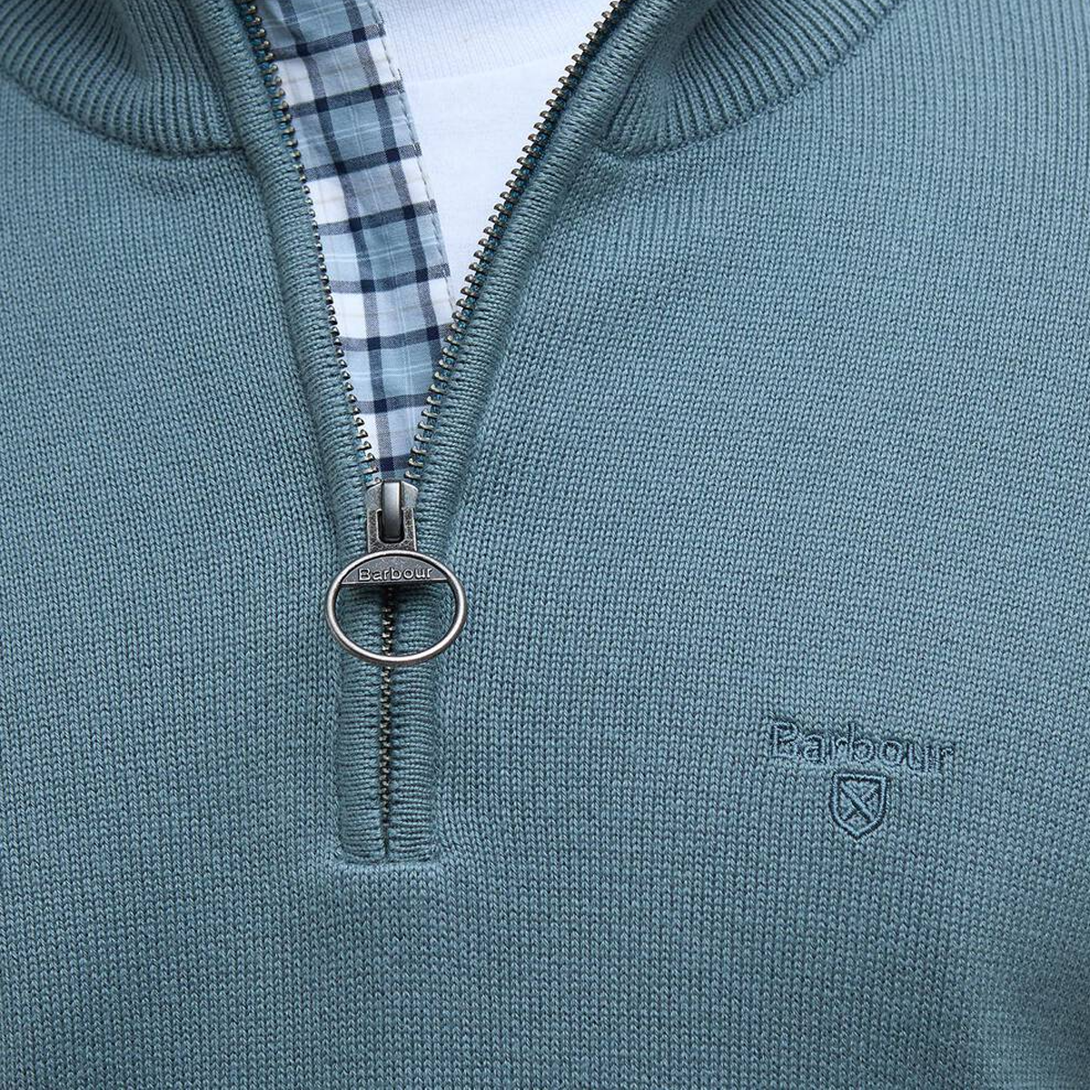 Barbour Cotton Half Zip Jumper - Vintage Teal - Image 5