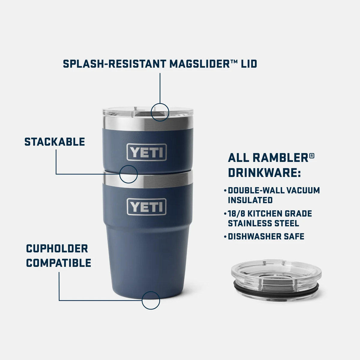 Yeti Rambler Stackable 16oz Cup - Navy - Image 2
